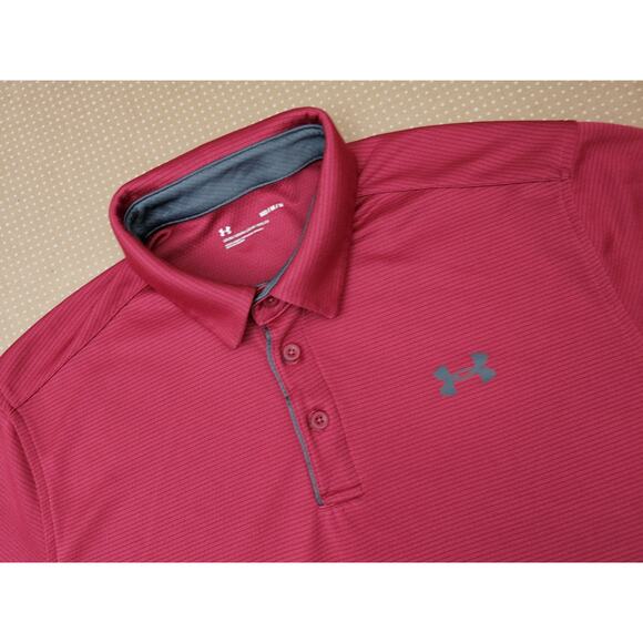 Under Armor Polo Shirt Size Medium Short Sleeve Golf Button Up - Picture 5 of 10